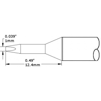 Жало паяльное клиновидное удлиненное METCAL CVC-5CH0010A 1.0 × 12.4 мм для CV/MX