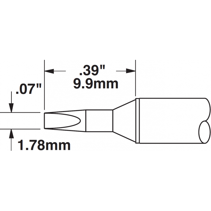 METCAL (замена STTC-537). Жало паяльное для СV/MX клин 1.78 × 9.9 мм CVC-5CH0018S