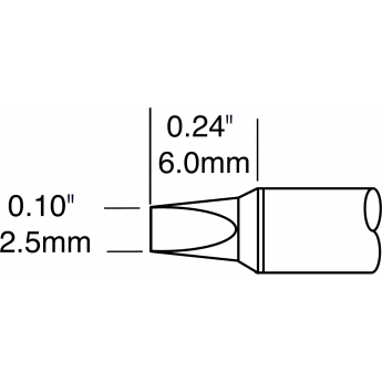 Жало паяльное METCAL для CV/MX клиновидное прямое 2.5 × 6 мм CVC-5CH0025P