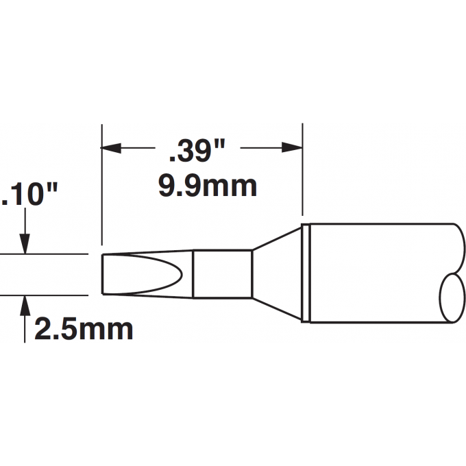 Жало паяльное METCAL для CV/MX клиновидное прямое 2.5 × 9.9 мм CVC-5CH0025S