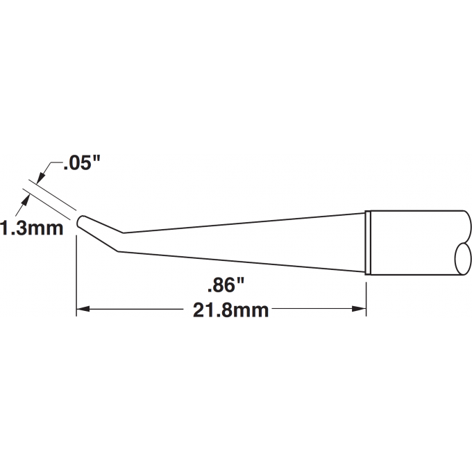 Жало паяльное METCAL для CV/MX конус изогнутый 30° удлиненный 1.3 × 21.8 мм CVC-5CN0013R