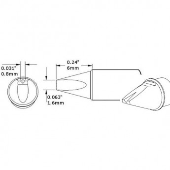 Жало паяльное клин с выемкой METCAL для CV/MX 1.6 × 6 мм CVC-5VG0016P