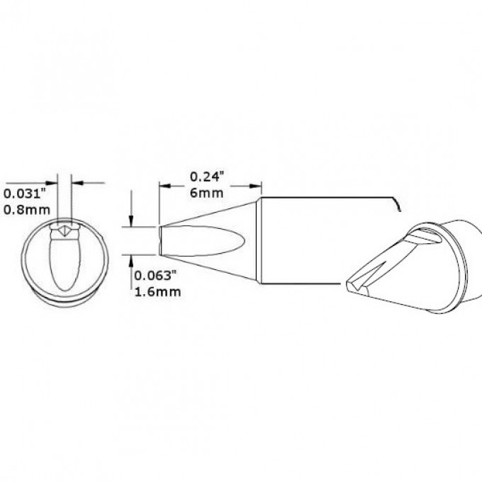 Жало паяльное клин с выемкой METCAL для CV/MX 1.6 × 6 мм CVC-5VG0016P