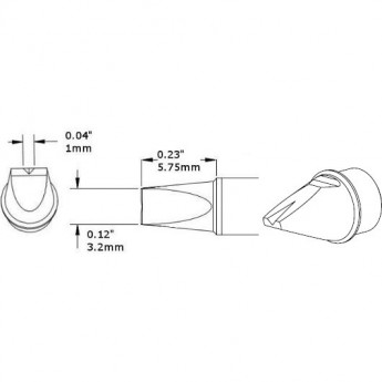 Жало паяльное METCAL для CV/MX клин с выемкой 3.2 × 5.75 мм CVC-5VG0032P