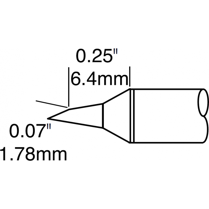 Жало паяльное METCAL для CV/MX скос 60° 1.78 × 6.4 мм CVC-6BV6018P