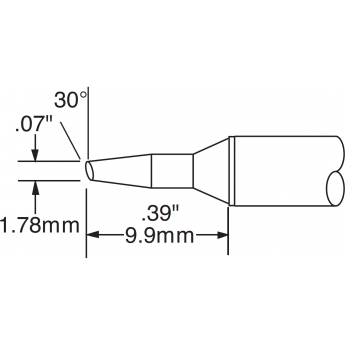 Жало паяльное METCAL для CV/MX скос 30° 1.78 × 9.9 мм CVC-6BV6018S