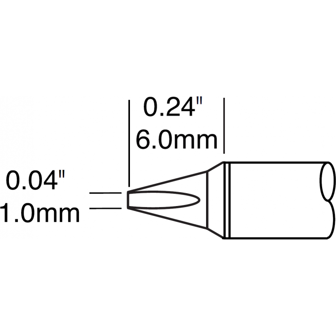 Жало паяльное METCAL для CV/MX клиновидное прямое 1.0 × 6 мм CVC-6CH0010P