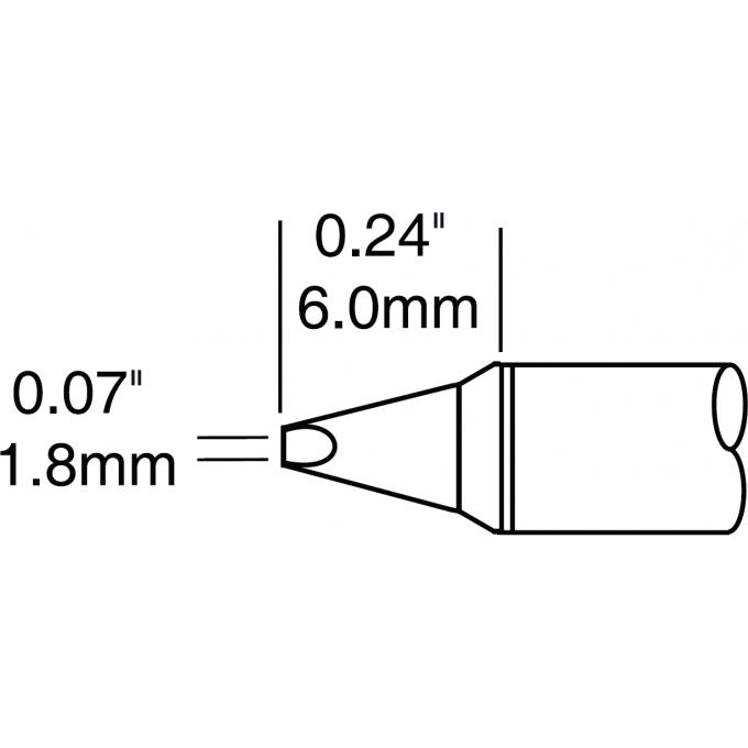 Жало паяльное METCAL для CV/MX клиновидное прямое 1.78 × 6 мм CVC-6CH0018P