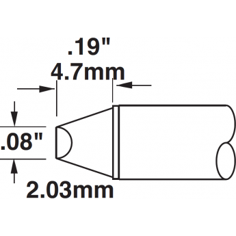 Жало паяльное клиновидное METCAL для CV/MX 45° 2.00 × 4.7 мм CVC-6CH0020S