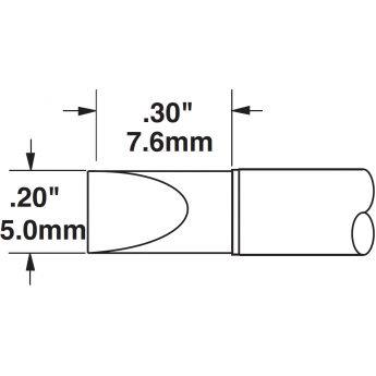 Жало паяльное METCAL для CV/MX клиновидное прямое 5.0 × 7.6 мм CVC-6CH0050S
