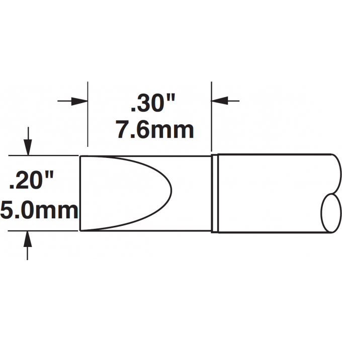 Жало паяльное METCAL для CV/MX клиновидное прямое 5.0 × 7.6 мм CVC-6CH0050S