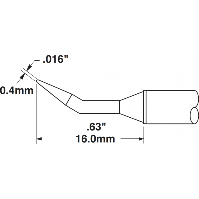 Жало паяльное коническое изогнутое METCAL для CV/MX 30° 0.4 × 16 мм CVC-6CN1604R