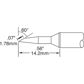 Жало паяльное для CV/MX METCAL скос 60° удлиненное 1.78 × 14.2 мм CVC-7BV6018R
