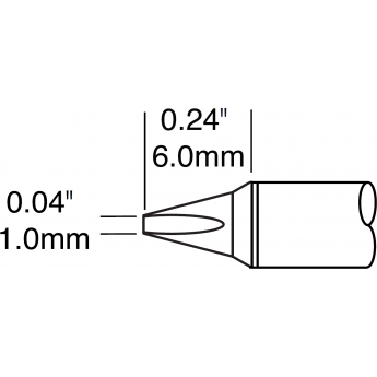 Жало паяльное METCAL для CV/MX клиновидное прямое 1.0 × 6 мм CVC-7CH0010P