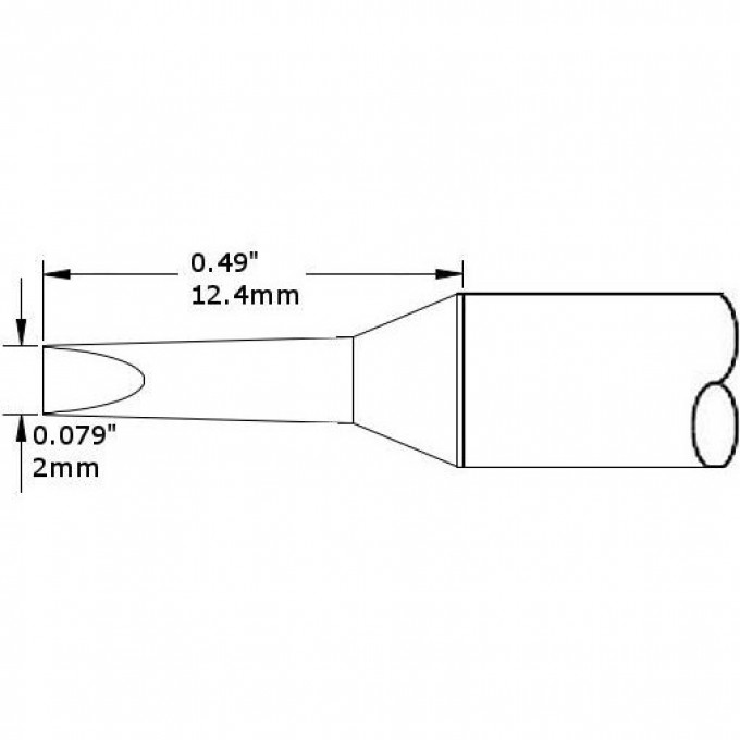 Жало паяльное клиновидное удлиненное METCAL CVC/MX 2.0 × 12.4 мм CVC-7CH0020A