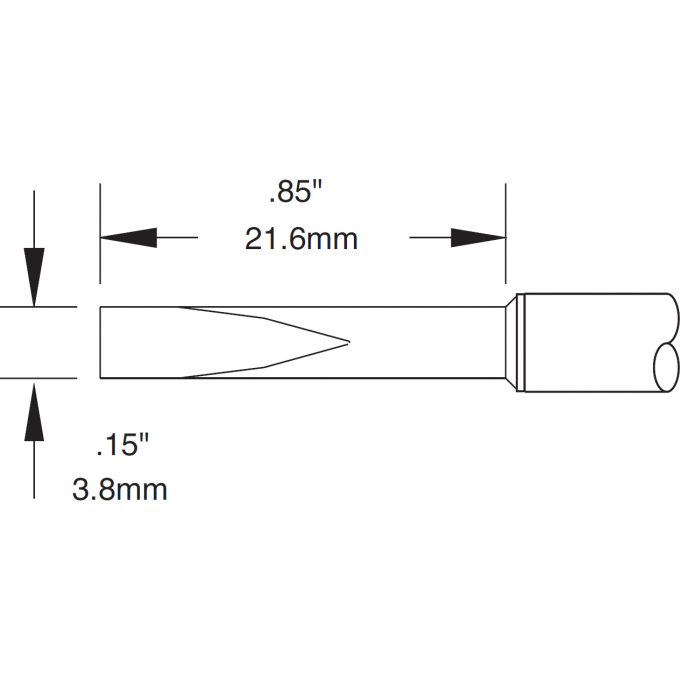 Жало паяльное клиновидное для CV/MX METCAL 3.8 × 21.6 мм 12° CVC-7CH2238A