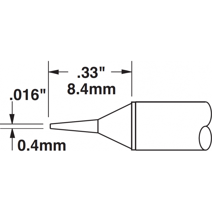 Жало паяльное коническое METCAL для CV/MX 0.4 × 8.5 мм CVC-7CN0004P
