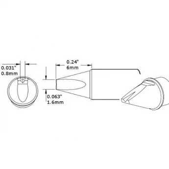 METCAL CVC-7VG0016P. Жало паяльное для СV/MX клин с выемкой 1.6 × 6 мм