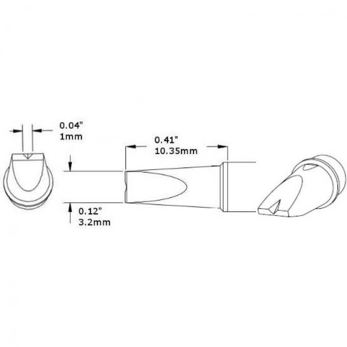 Жало паяльное клин с выемкой METCAL для CV/MX 3.2 × 10.35 мм CVC-7VG0032A