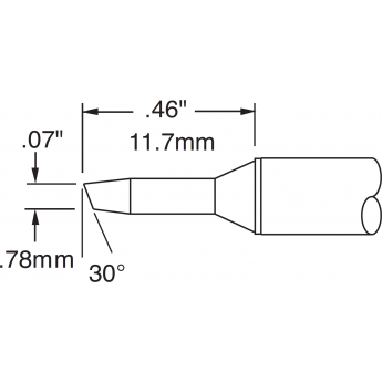 Паяльное жало-картридж METCAL для CV/MX скос 30° 1.78 × 11.7 мм CVC-8BV3018S