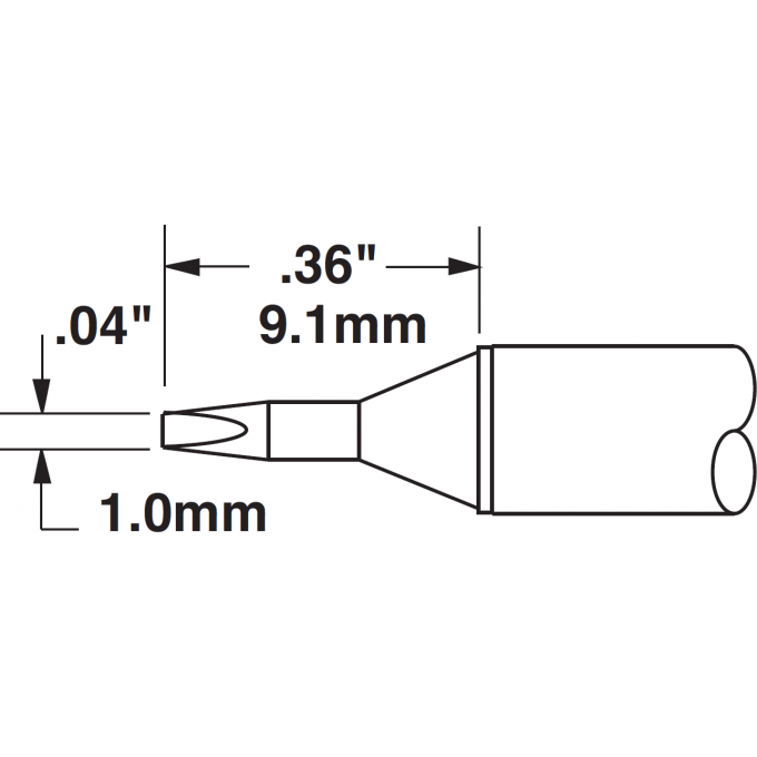 Паяльное жало METCAL для CV/MX клиновидное прямое 1.0 × 9.1 мм CVC-8CH0010S