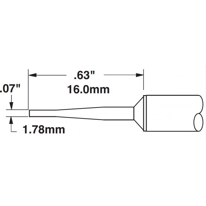 Паяльное жало METCAL для CV/MX клиновидное удлиненное 60° 1.78 × 16.0 мм CVC-8CH0018A