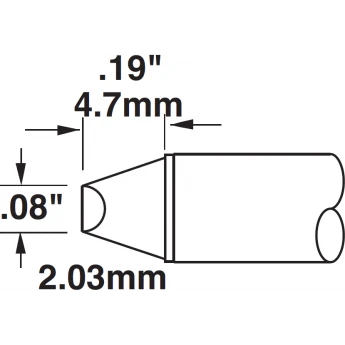 Паяльное жало METCAL клиновидное прямое 45° 2.00 × 4.7 мм для CV/MX CVC-8CH0020S