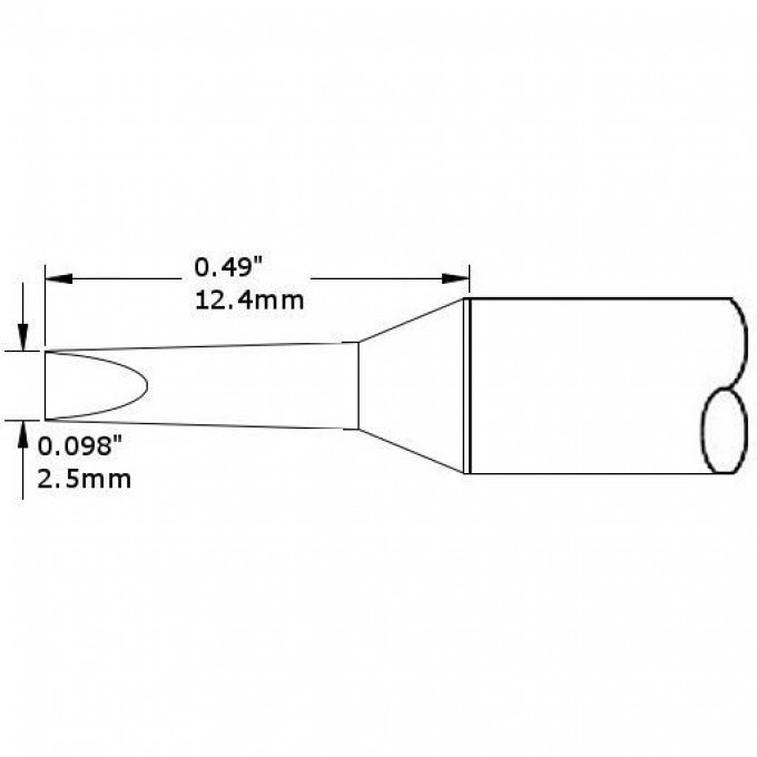 Паяльное жало METCAL для CV/MX клиновидное удлиненное 2.5 × 12.4 мм CVC-8CH0025A