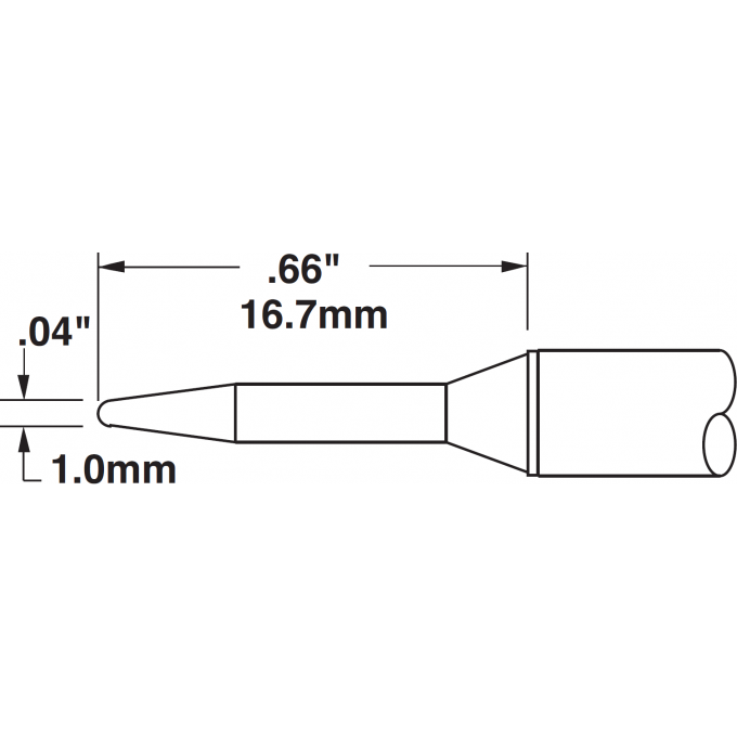 Паяльное жало METCAL конус тонкий удлиненный 1.0 × 16.7 мм для CV/MX CVC-8CN1710A