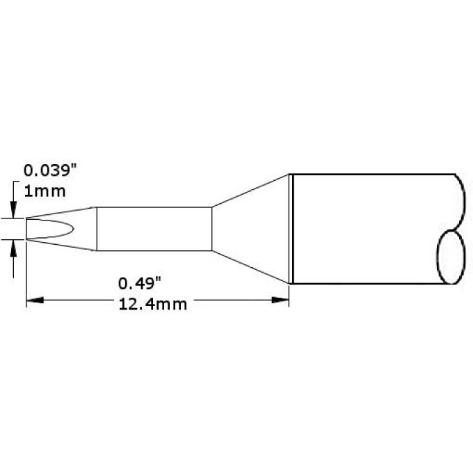 Паяльное жало METCAL для CV/MX клиновидное удлиненное 1.0 × 12.4 мм CVC-9CH0010A