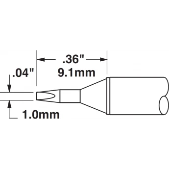 Паяльное жало METCAL для CV/MX клиновидное прямое 1.0 × 9.1 мм CVC-9CH0010S