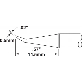 Паяльное жало для CV/MX METCAL конус удлиненный изогнутый 30° 0.5 × 14.5 мм CVC-9CN0005R