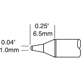 Паяльное жало METCAL коническое прямое 1.0 × 6.5 мм для CV/MX CVC-9CN0010P