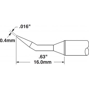 Паяльное жало METCAL для CV/MX конус тонкий изогнутый 30° 0.4 × 16 мм CVC-9CN1604R