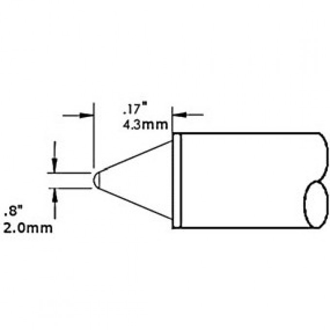 Паяльное жало METCAL коническое прямое 2 мм для CV/MX CVC-9CN4302S