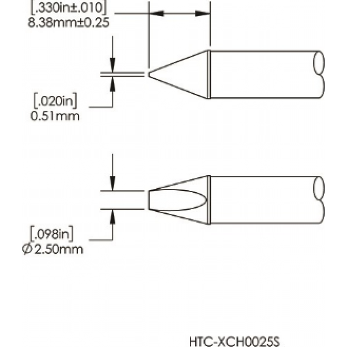 Жало паяльное клиновидное METCAL для CV/MX-HTD 2.8 × 8.0 мм HCV-7CH0025S