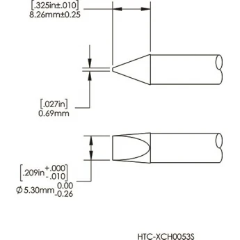 Жало паяльное METCAL для CV/MX-HTD клиновидное прямое 5.3 × 8.3 мм HCV-7CH0053S