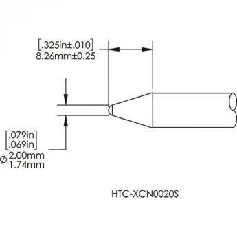 Жало паяльное коническое прямое METCAL для CV/MX-HTD 2.0 × 8.3 мм HCV-7CN0020S