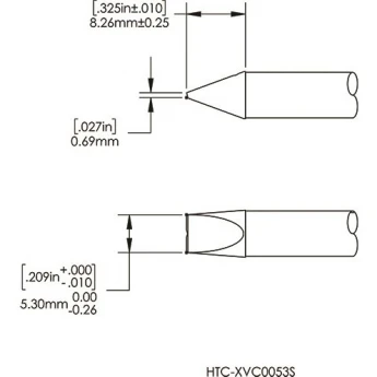 Жало паяльное METCAL для CV/MX-HTD клин с выемкой 5.3 × 8.3 мм HCV-7VG0053S