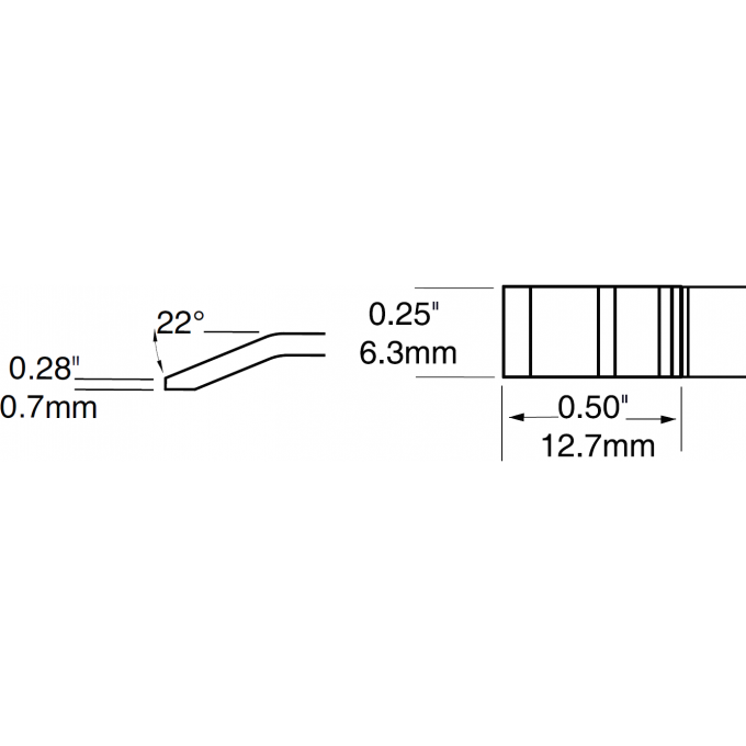 Картридж-наконечник для термопинцетов METCAL шпатель изогнутый 6.35 × 12.7 мм PTC-6BL1306R
