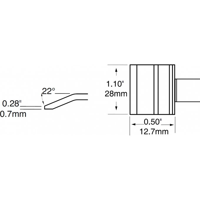 Картридж-наконечник METCAL для термопинцетов CV/MX-PTZ шпатель изогнутый 28 × 12.7 мм PTC-6BL1328R