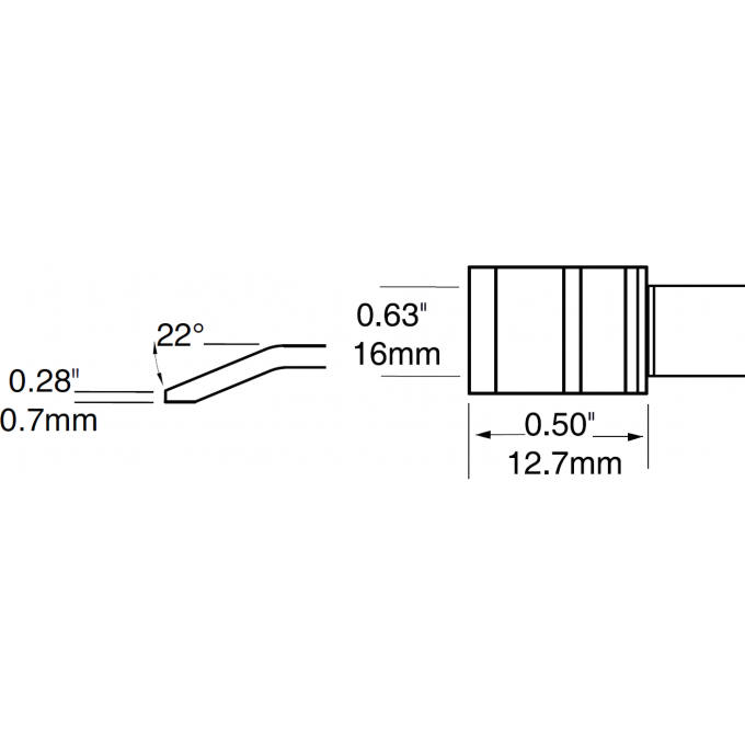 Картридж-наконечник для термопинцетов METCAL Серия 700 шпатель изогнутый 15.75 × 12.7 мм PTC-7BL1316R