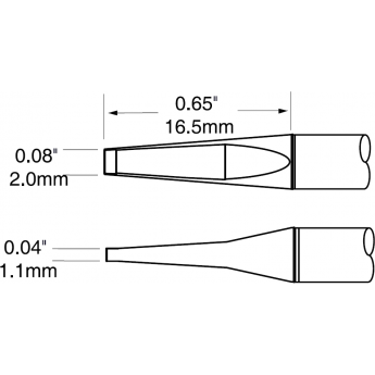 Картридж-наконечник шпатель METCAL для термопинцетов CV/MX-PTZ 2.0 × 16.5 мм PTC-7CH1720A