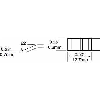 Картридж-наконечник для термопинцетов METCAL шпатель изогнутый 6.35 × 12.7 мм PTC-8BL1306R