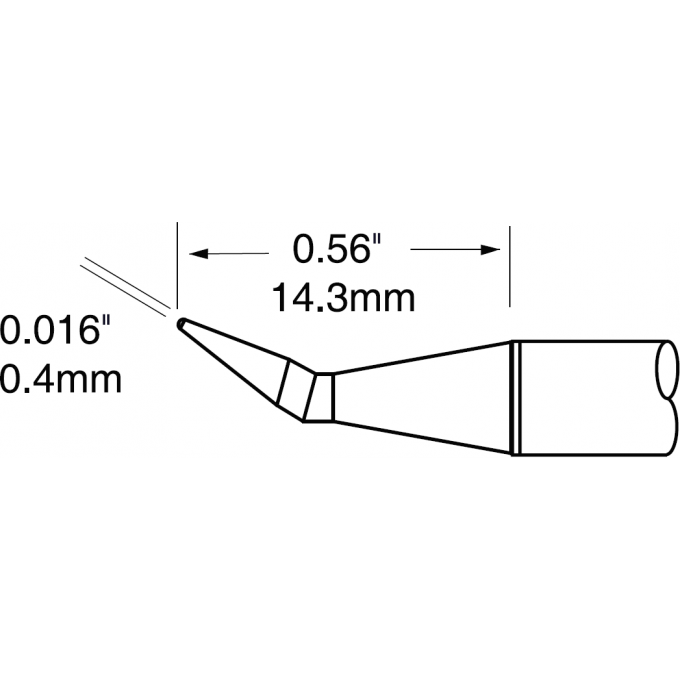 Картридж-наконечник для термопинцетов METCAL конус изогнутый 30° 0.4 × 14.3 мм PTC-9CN1404A
