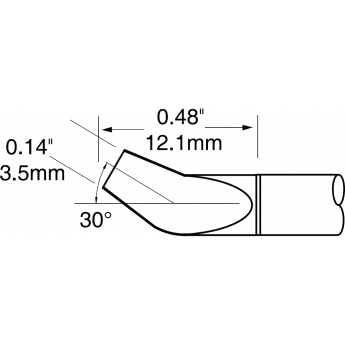 Картридж-наконечник для термопинцетов METCAL шпатель изогнутый 30° 3.2 × 12.1 мм PTC-9FB1235R