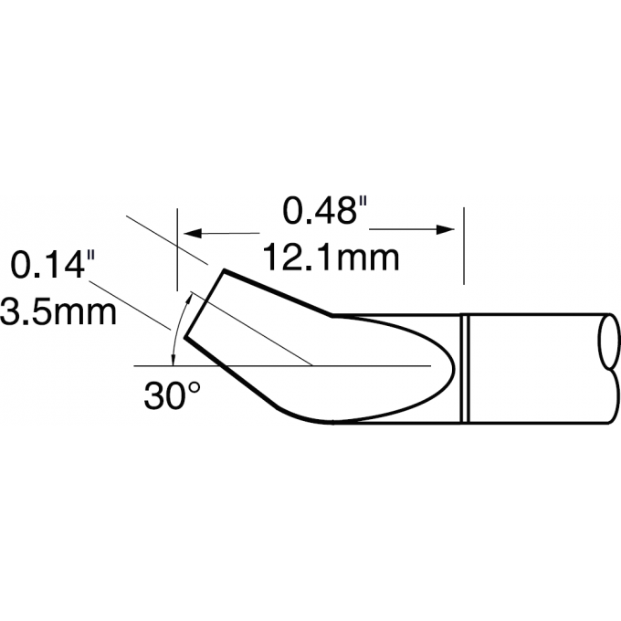 Картридж-наконечник для термопинцетов METCAL шпатель изогнутый 30° 3.2 × 12.1 мм PTC-9FB1235R