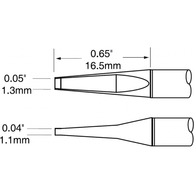 Картридж-наконечник для термопинцета METCAL MX-PTZ шпатель узкий 1.3 × 16.5 мм PTTC-602