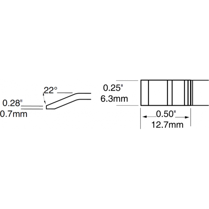 Картридж-наконечник для термопинцета METCAL MX-PTZ шпатель изогнутый 6.35 × 12.7 мм PTTC-604
