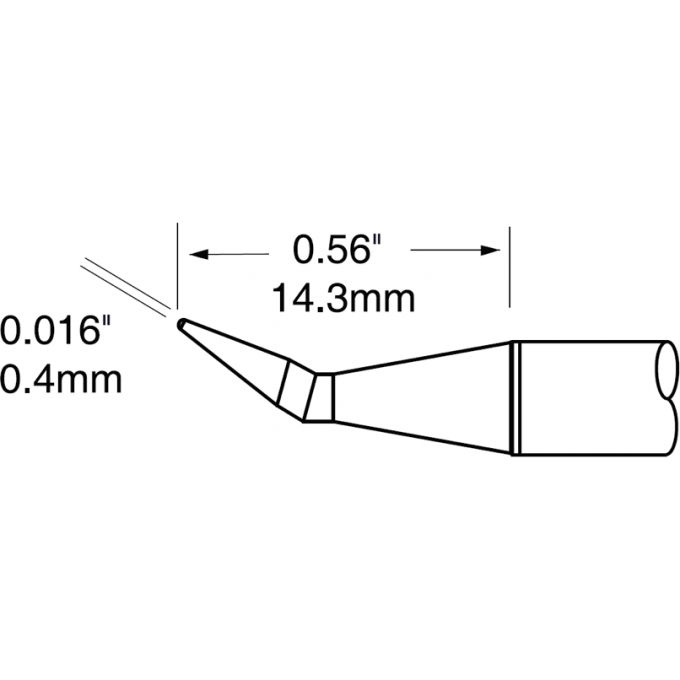 Картридж-наконечник для термопинцета METCAL MX-PTZ конус изогнутый 0.4 × 14.3 мм PTTC-701B